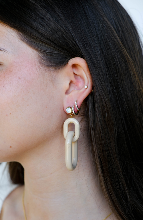 Nickel & Suede Bianca Acrylic Statement Earrings In Natural Beige