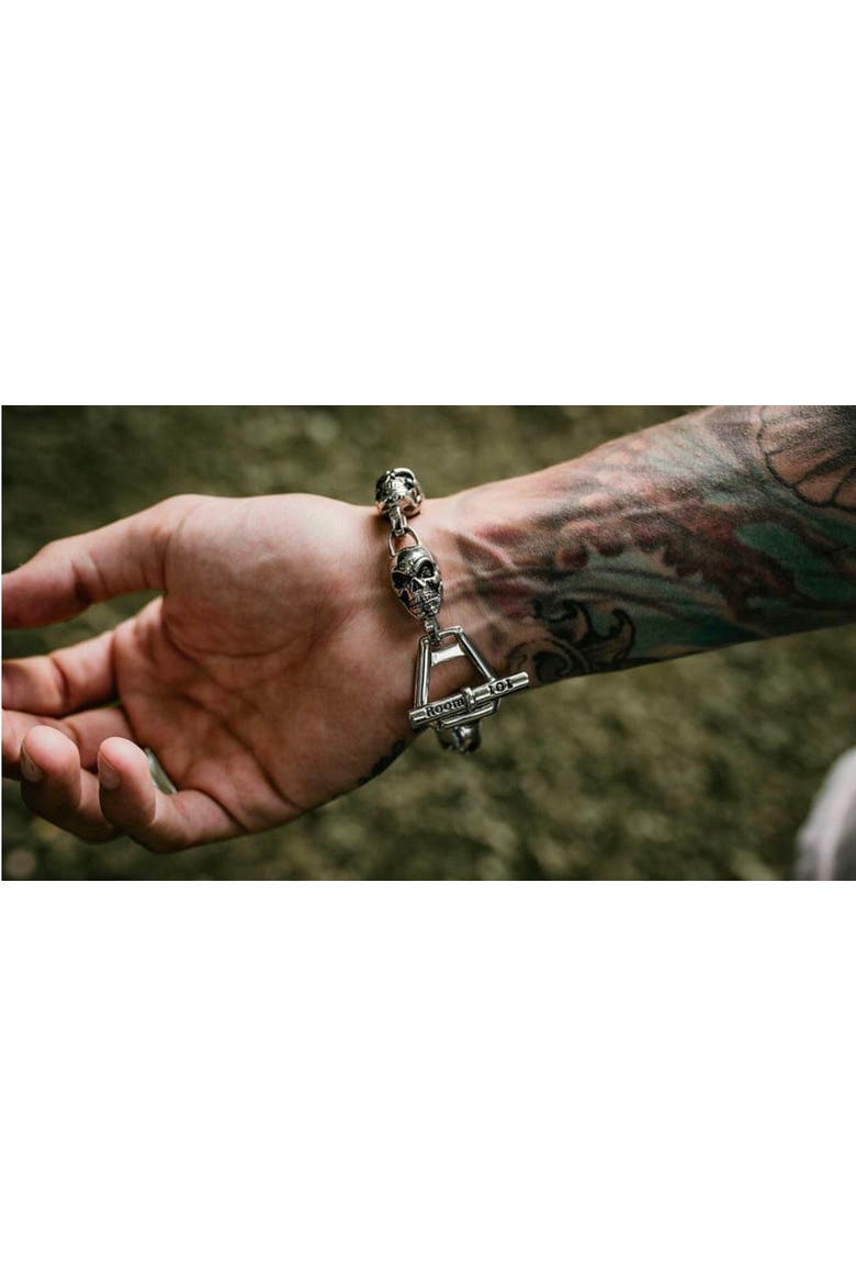 Skull Link Bracelet, Alternate, color, Silver
