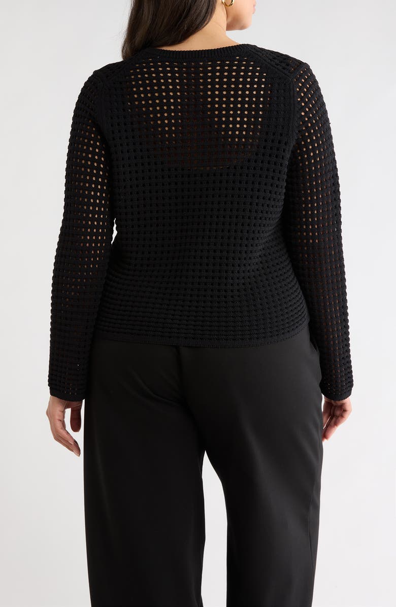 Nordstrom Open Stitch Cardigan, Alternate, color, Black