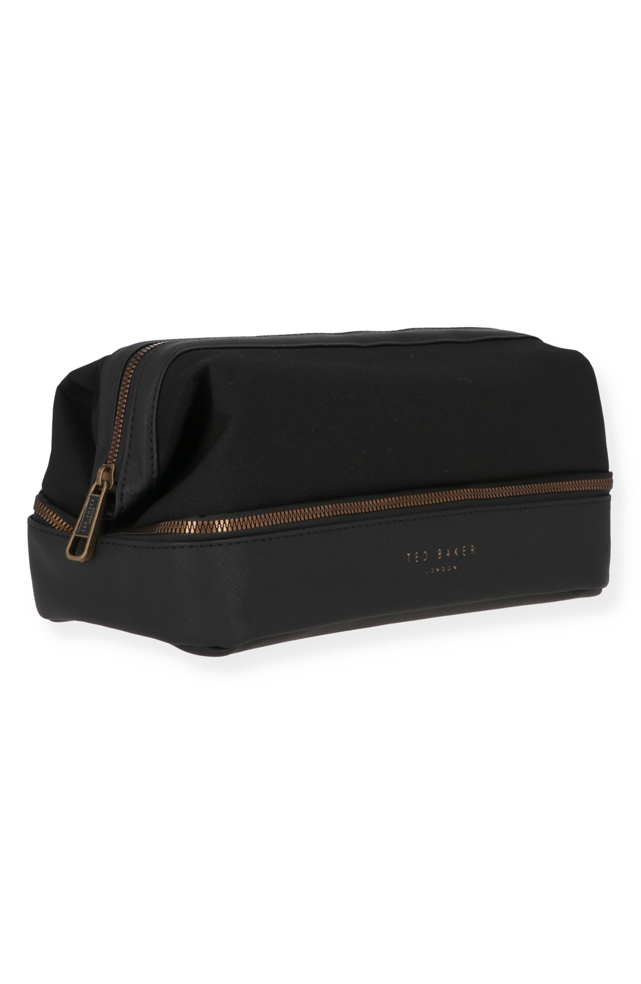 Ted Baker Faux Leather Toiletry Bag, Alternate, color, Black