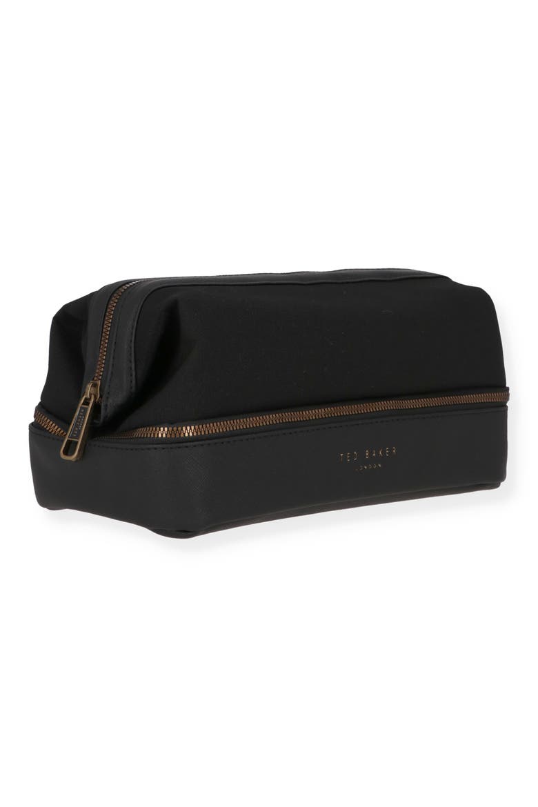 Faux Leather Toiletry Bag, Alternate, color, BLACK