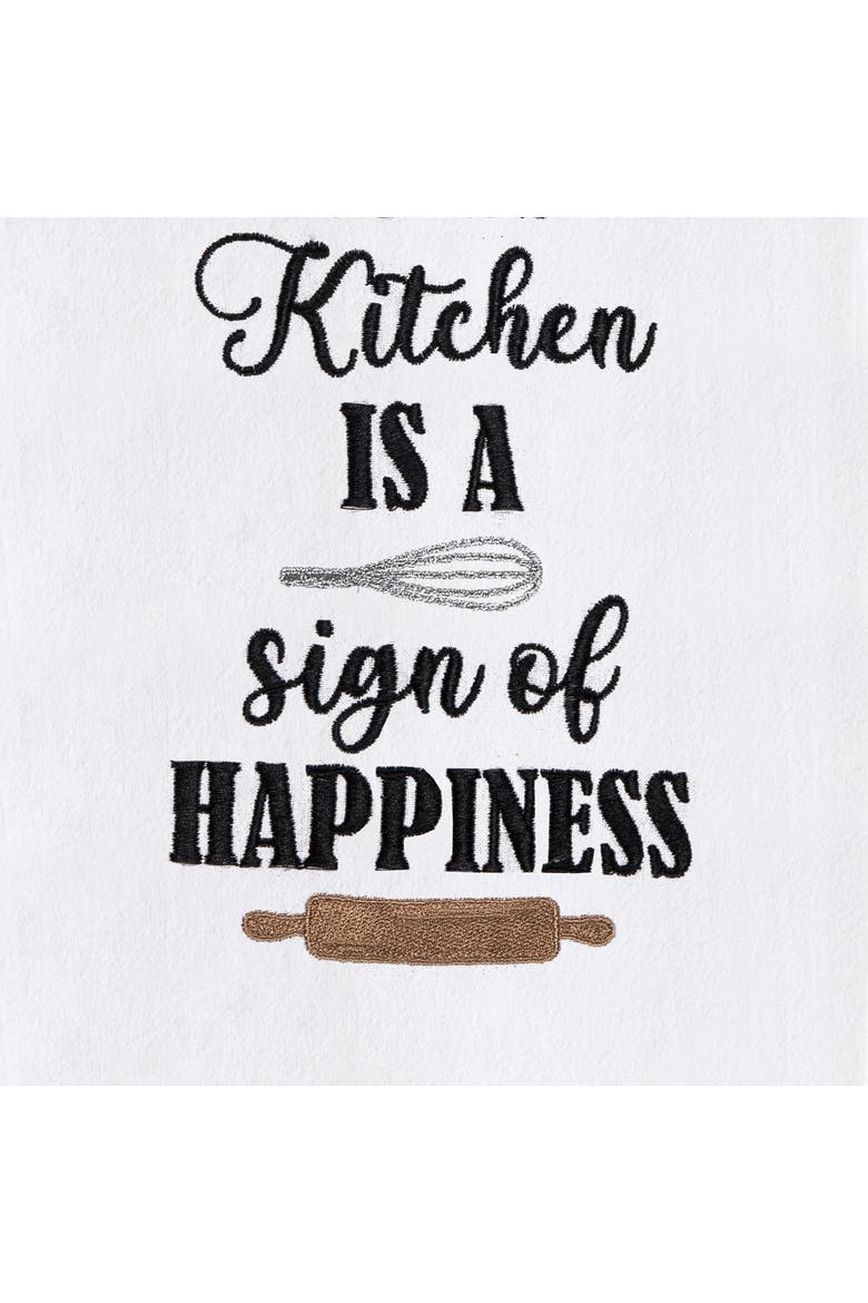 Messy Kitchen Happy Phrases and Sayings Towel, Alternate, color, Black