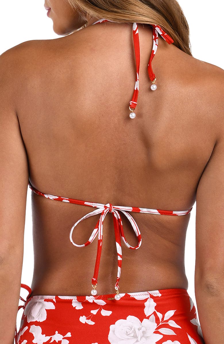 L'AGENCE Anabelle Ikebana Triangle Bikini Top, Alternate, color, Rouge