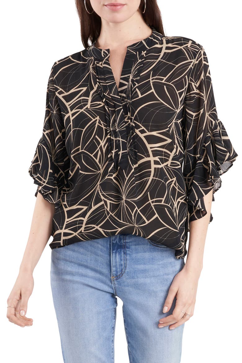 Swirl Print Top, Main, color, RICH BLACK