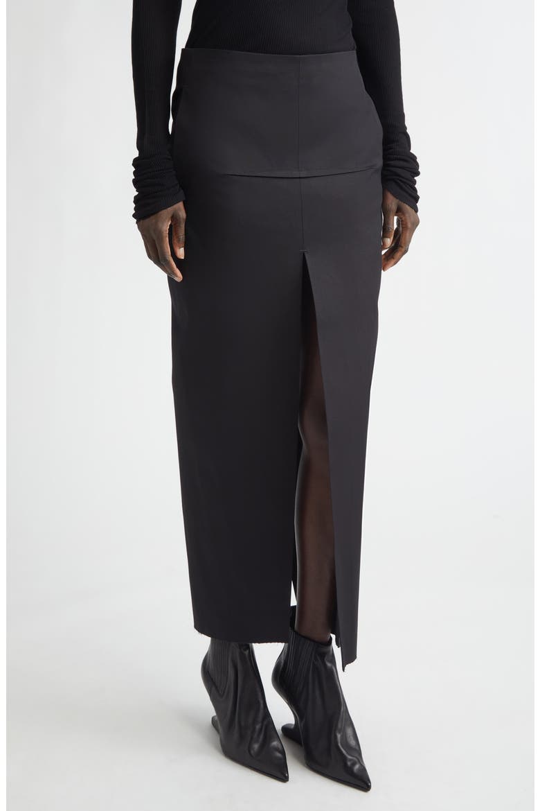 Sliced Stretch Poplin Maxi Skirt, Main, color, BLACK