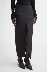 Rick Owens Sliced Stretch Poplin Maxi Skirt