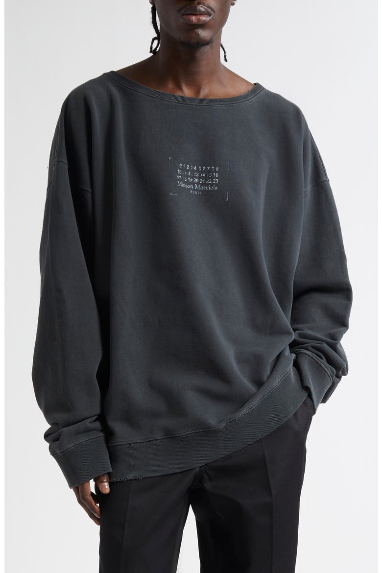 Numeric Motif Cotton Jersey Graphic Sweatshirt, Main, color, WASHED BLACK