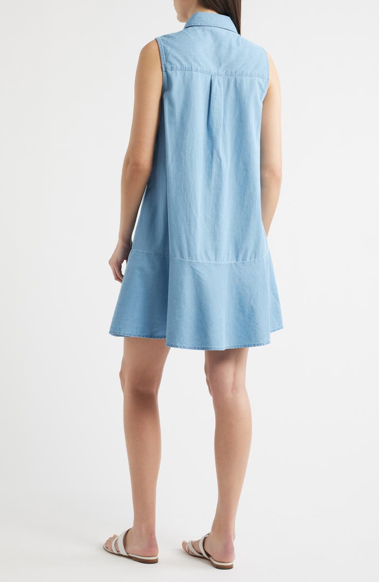 beachlunchlounge Zurina Sleeveless Cotton Chambray Shirtdress, Alternate, color, Light Wash