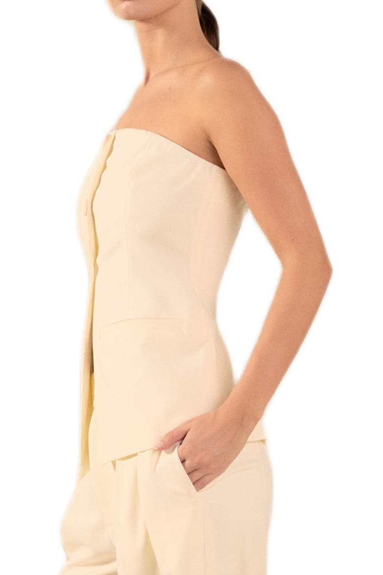 Button Strapless Top, Alternate, color, CREAM