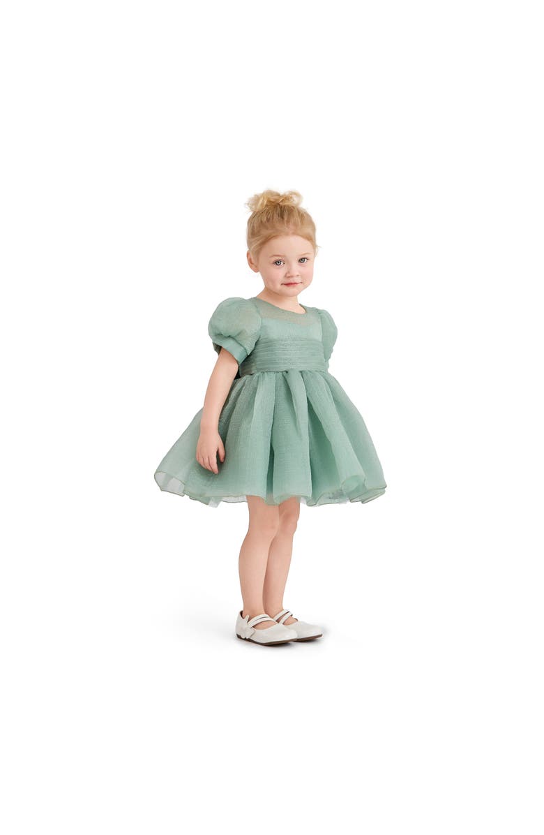 Tulleen Puff-Sleeve Party Dress, Alternate, color, Green