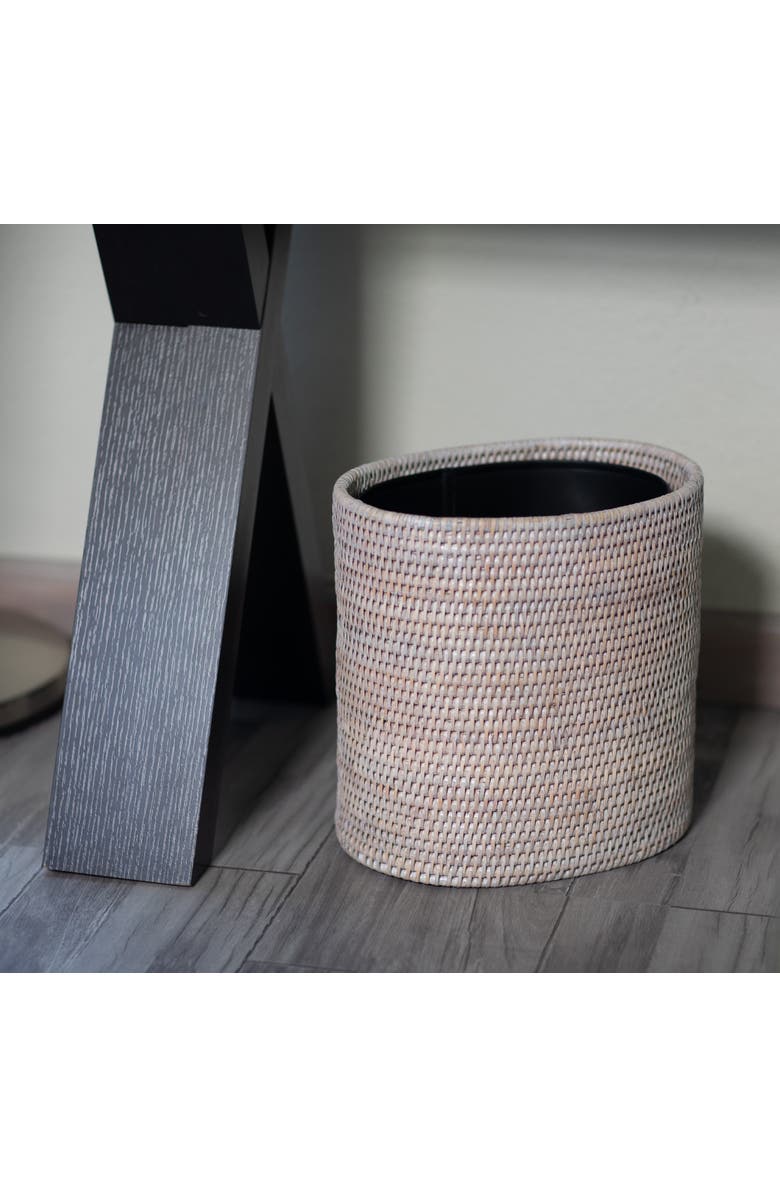 Artifacts Trading Company<sup>™</sup> Artifacts Rattan Oval Waste Basket with Metal Liner, Alternate, color, White Wash