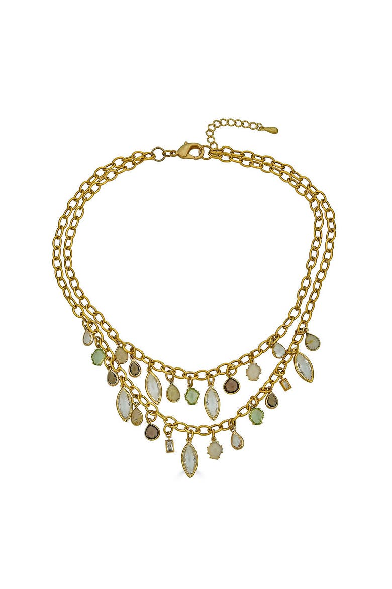Layered Gemstone Charm Necklace, Main, color, Gold