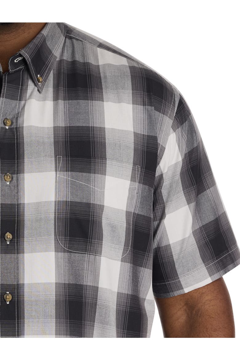 Big & Tall Easy-Care Lrg Plaid Sport Shirt, Alternate, color, BLACK