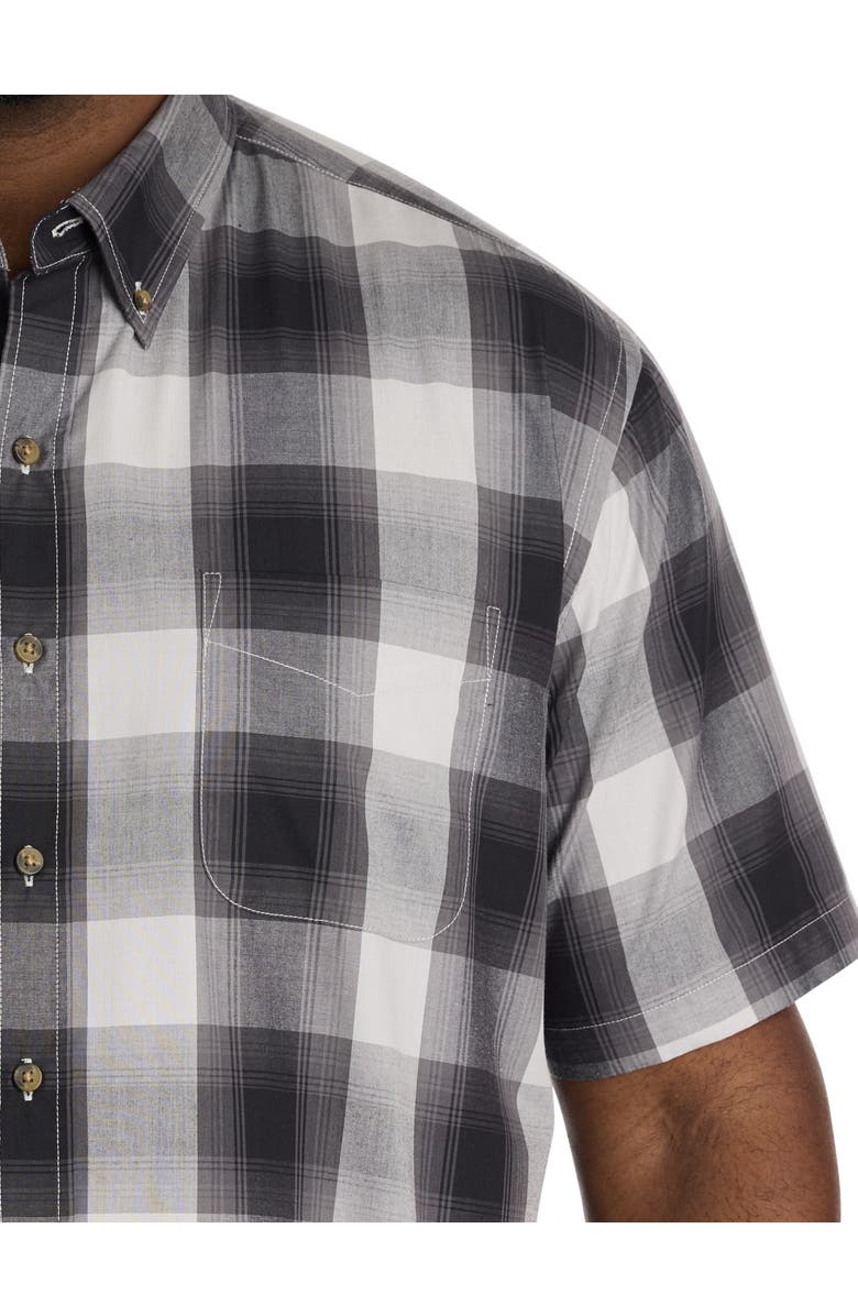 Harbor Bay by DXL Big & Tall Easy-Care Lrg Plaid Sport Shirt, Alternate, color, Black