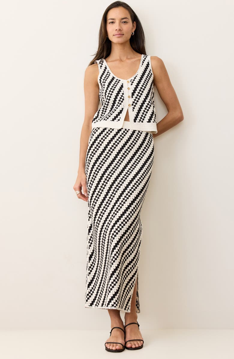 Marine Layer Oasis Cotton Blend Sweater Vest, Alternate, color, Black/ Cream Stripe