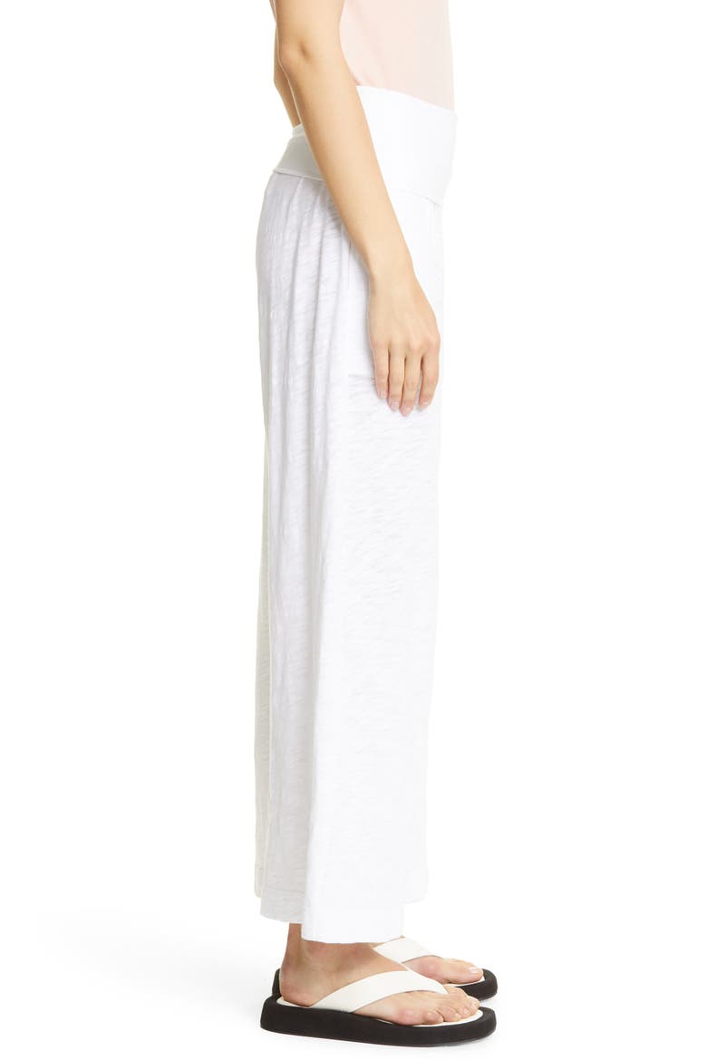 Foldover Waist Wide Leg Slub Jersey Pants, Alternate, color, WHITE