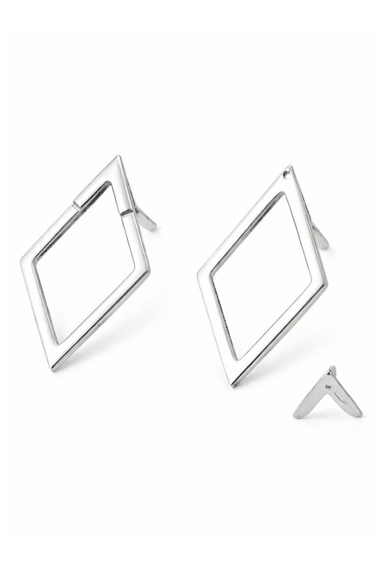 Open Chevron Jacket Earrings, Main, color, SILVER