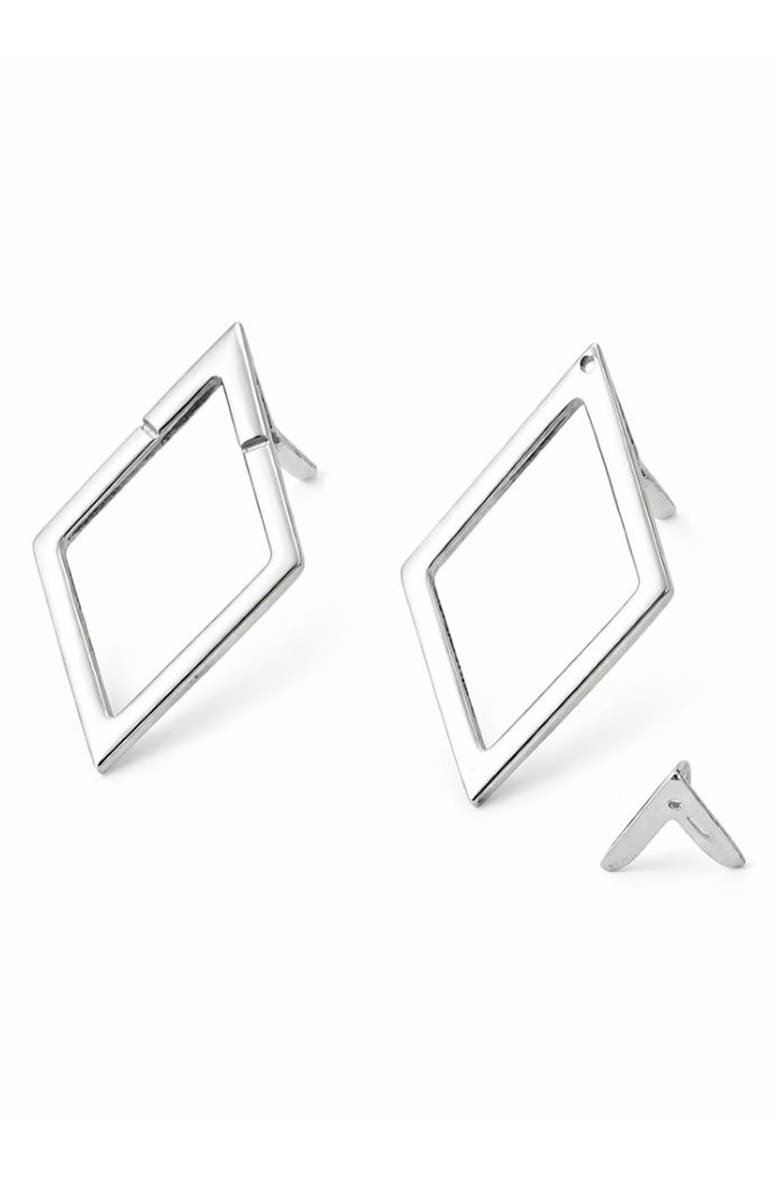 REBL Open Chevron Jacket Earrings, Main, color, Silver