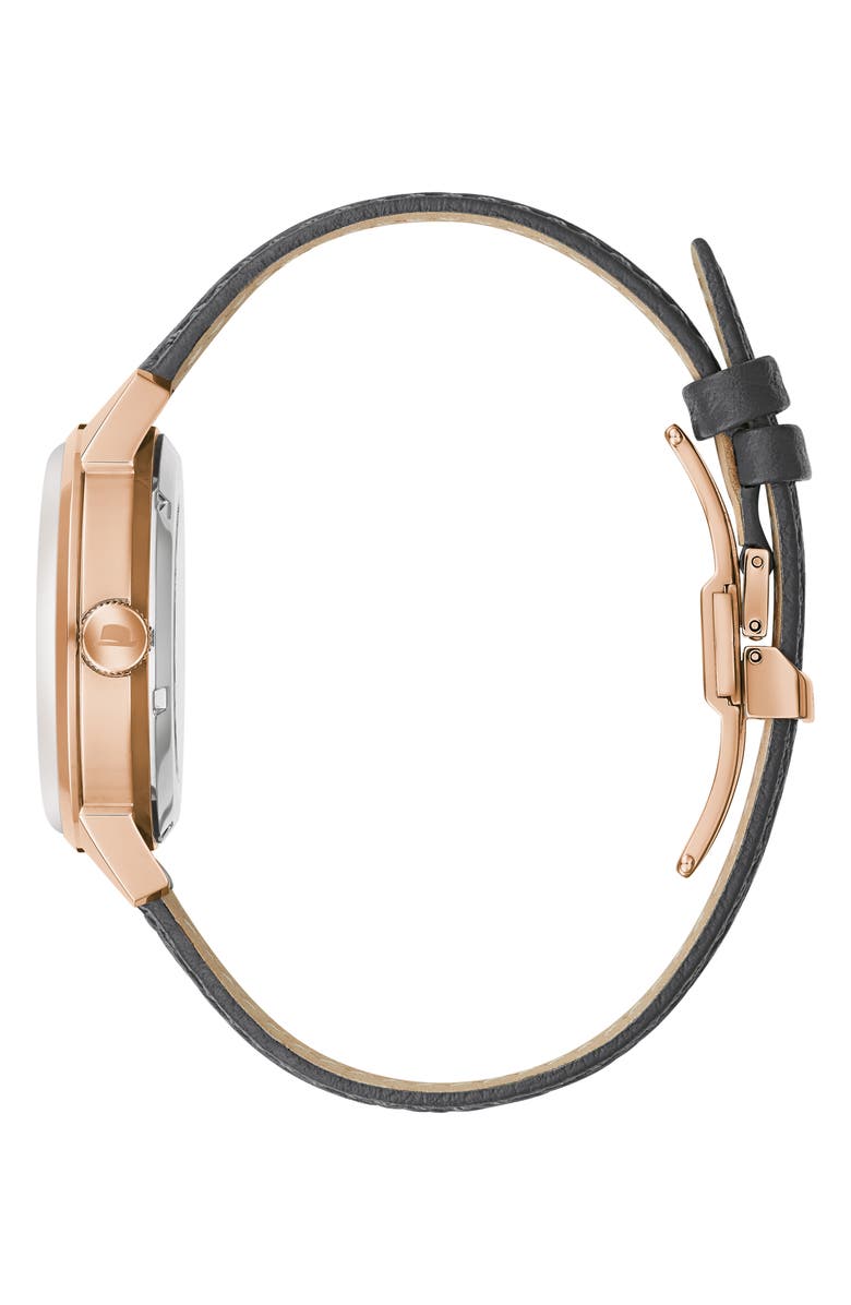 BULOVA Frank Sinatra Summer Wind Leather Strap Watch, 40mm, Alternate, color, Rose Gold-Tone