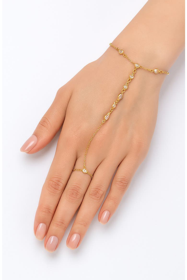18K Gold Plated Cubic Zirconia Hand Chain, Alternate, color, CUBIC ZIRCONIA