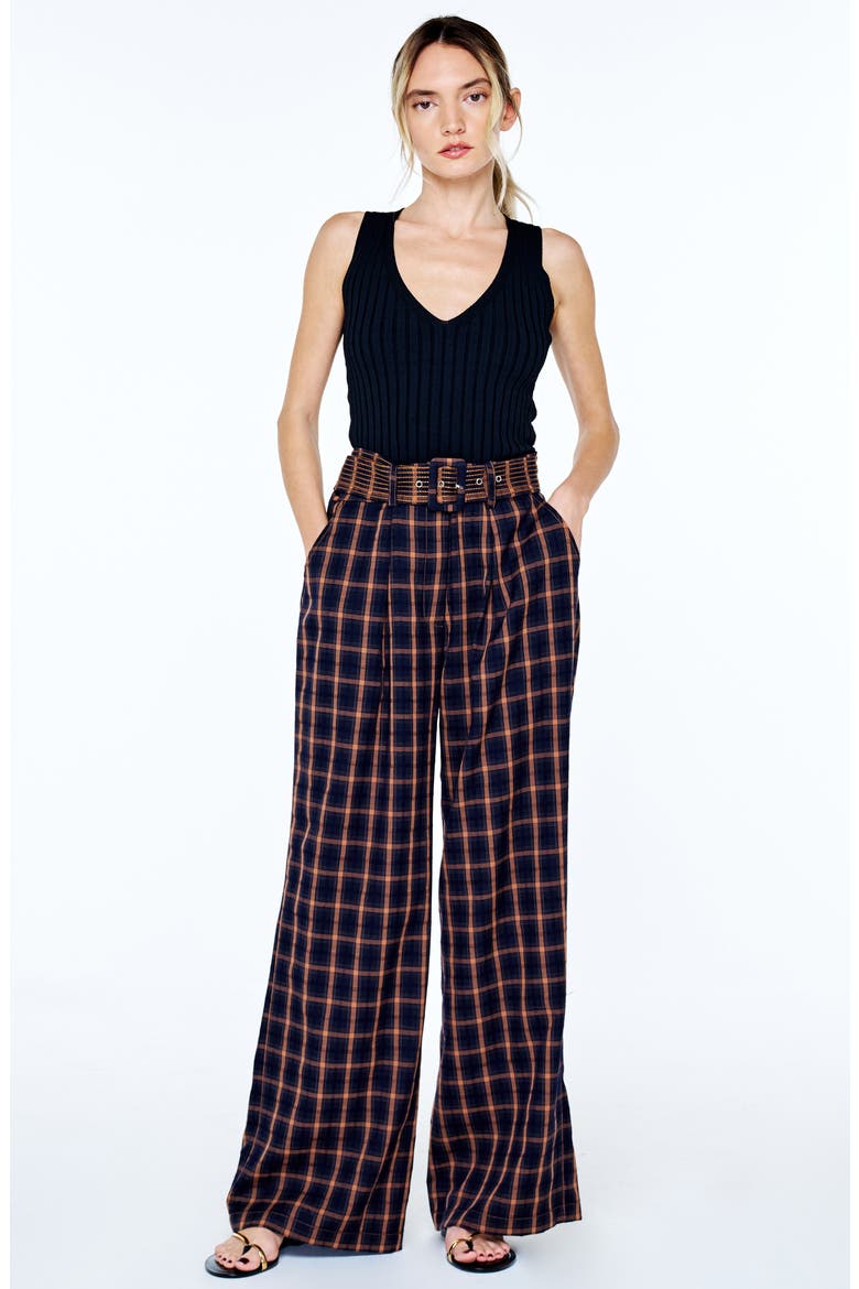 Sydney High Waist Wide Leg Pants, Alternate, color, NAVY/ BROWN MULTI