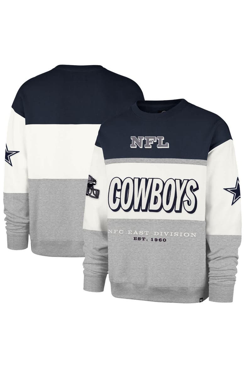 Men's '47 Navy/Gray Dallas Cowboys Breeze Maximalist Sweatshirt, Main, color, Navy