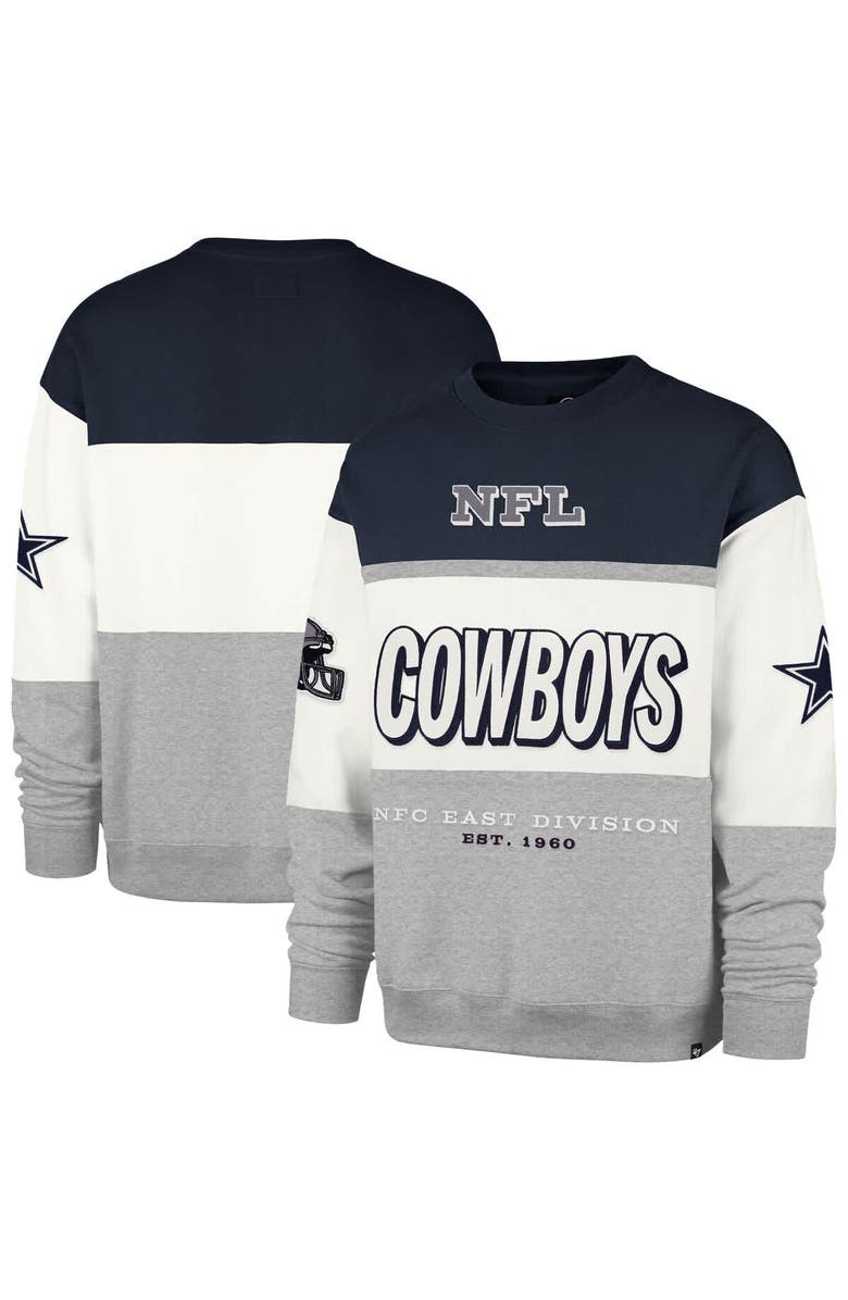 '47 Men's '47 Navy/Gray Dallas Cowboys Breeze Maximalist Sweatshirt, Main, color, Navy