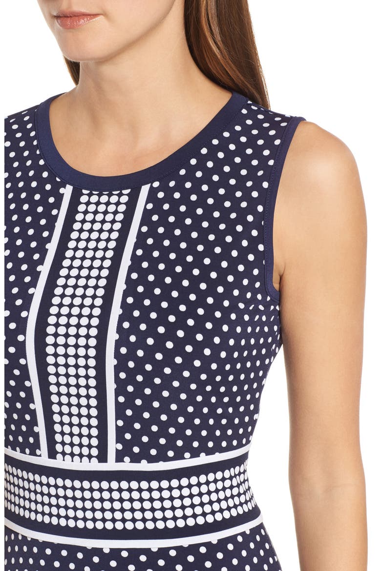 Simple Dot Border Dress, Alternate, color, TRUE NAVY/ WHITE