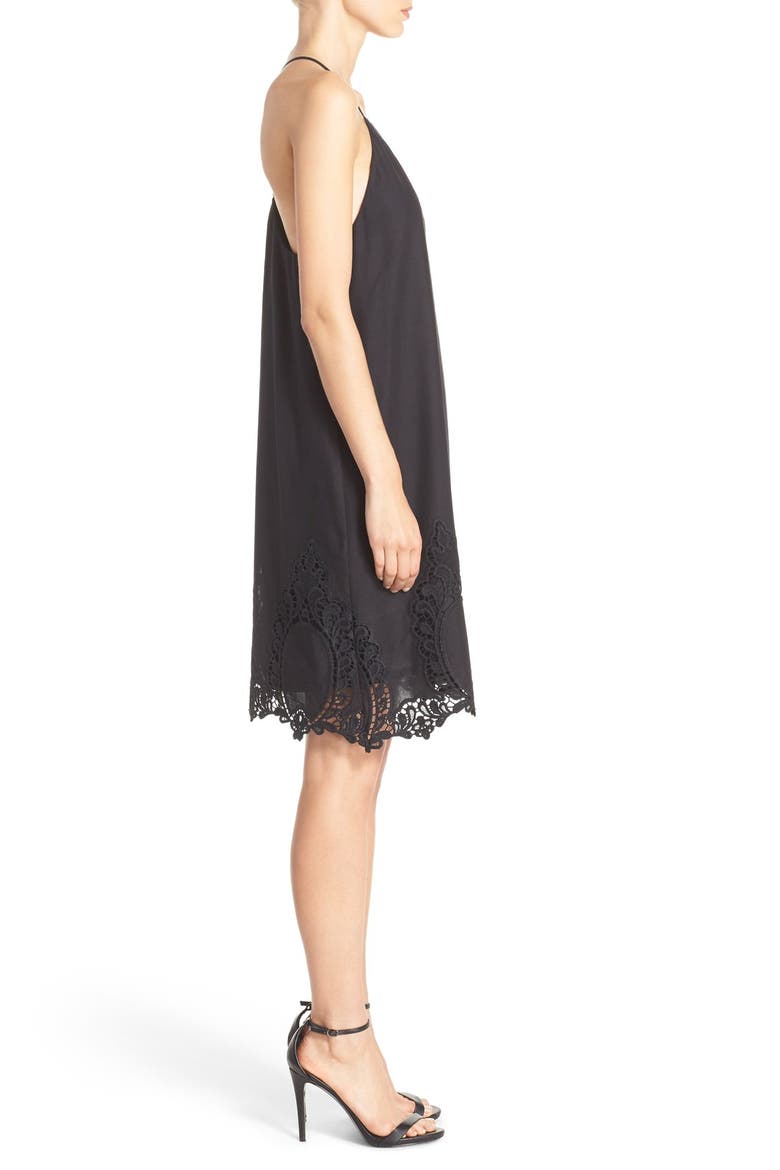 Embroidered Hem Cotton Shift Dress (Nordstrom Exclusive), Alternate, color, BLACK