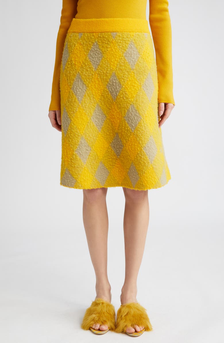 Burberry Equestrian Knight Argyle Brushed Wool A-Line Skirt, Main, color, 