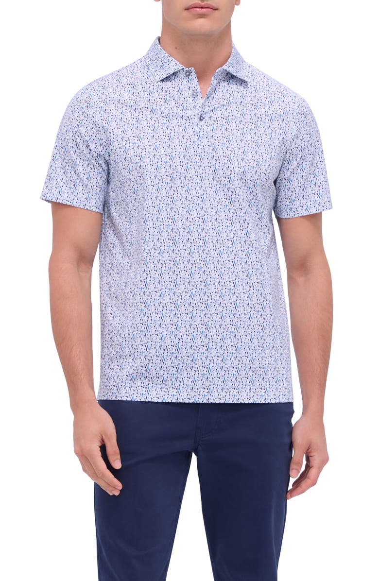 Bugatchi Victor OoohCotton<sup>®</sup> Cocktail Print Polo, Main, color, Cobalt