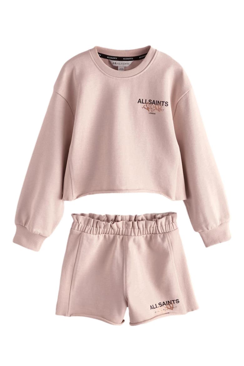 Kids' Heart Graphic Sweatshirt & Shorts Set, Main, color, LIGHT PINK