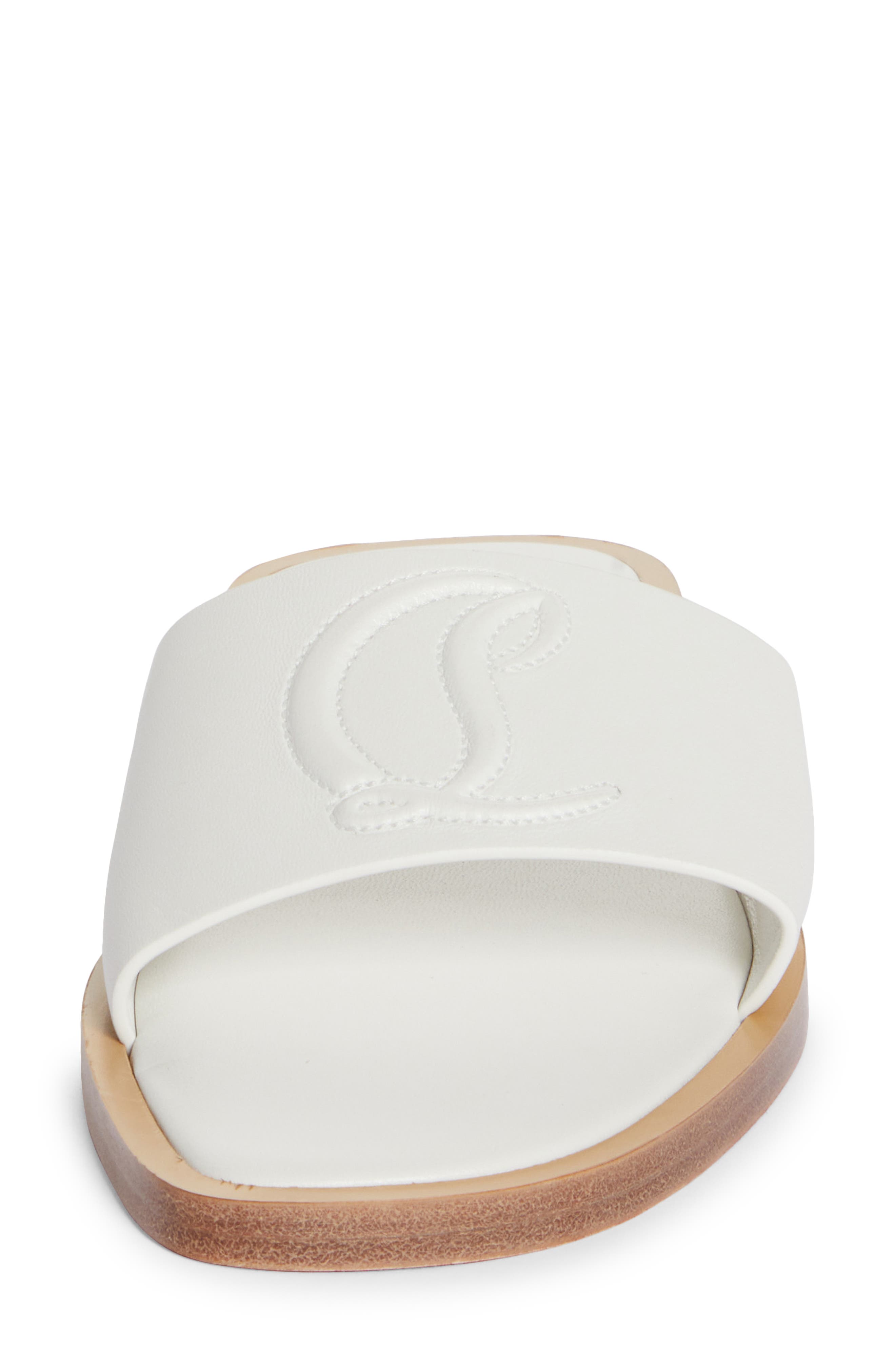 CL Logo Slide Sandal, Alternate, color, WHITE