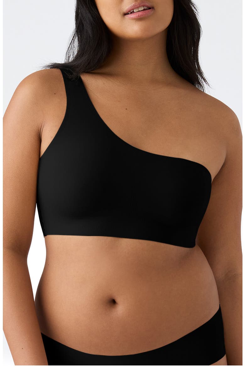 True Body One-Shoulder Bra, Main, color, BLACK