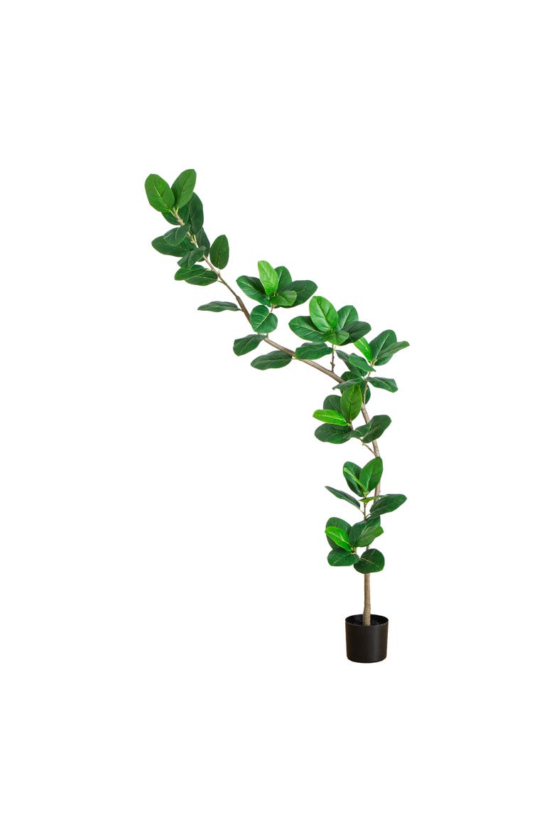 7-ft Artificial Curved Trunk Audrey Ficus Tree, Main, color, Green
