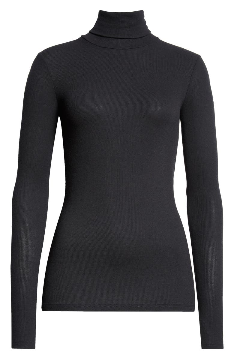 ATM Anthony Thomas Melillo Rib Turtleneck Top, Alternate, color, Black