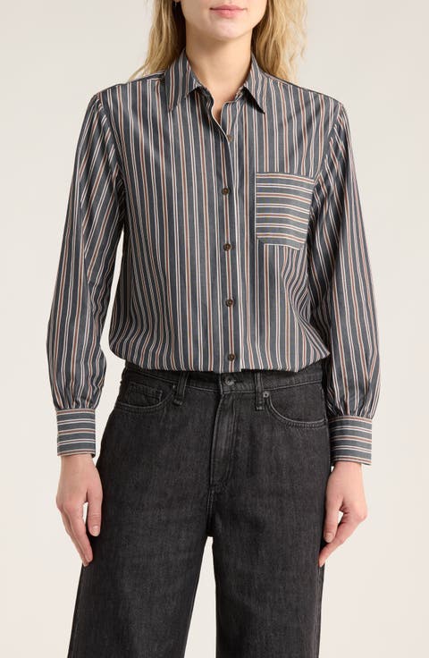 Max Oversize Stripe Button-Up Shirt