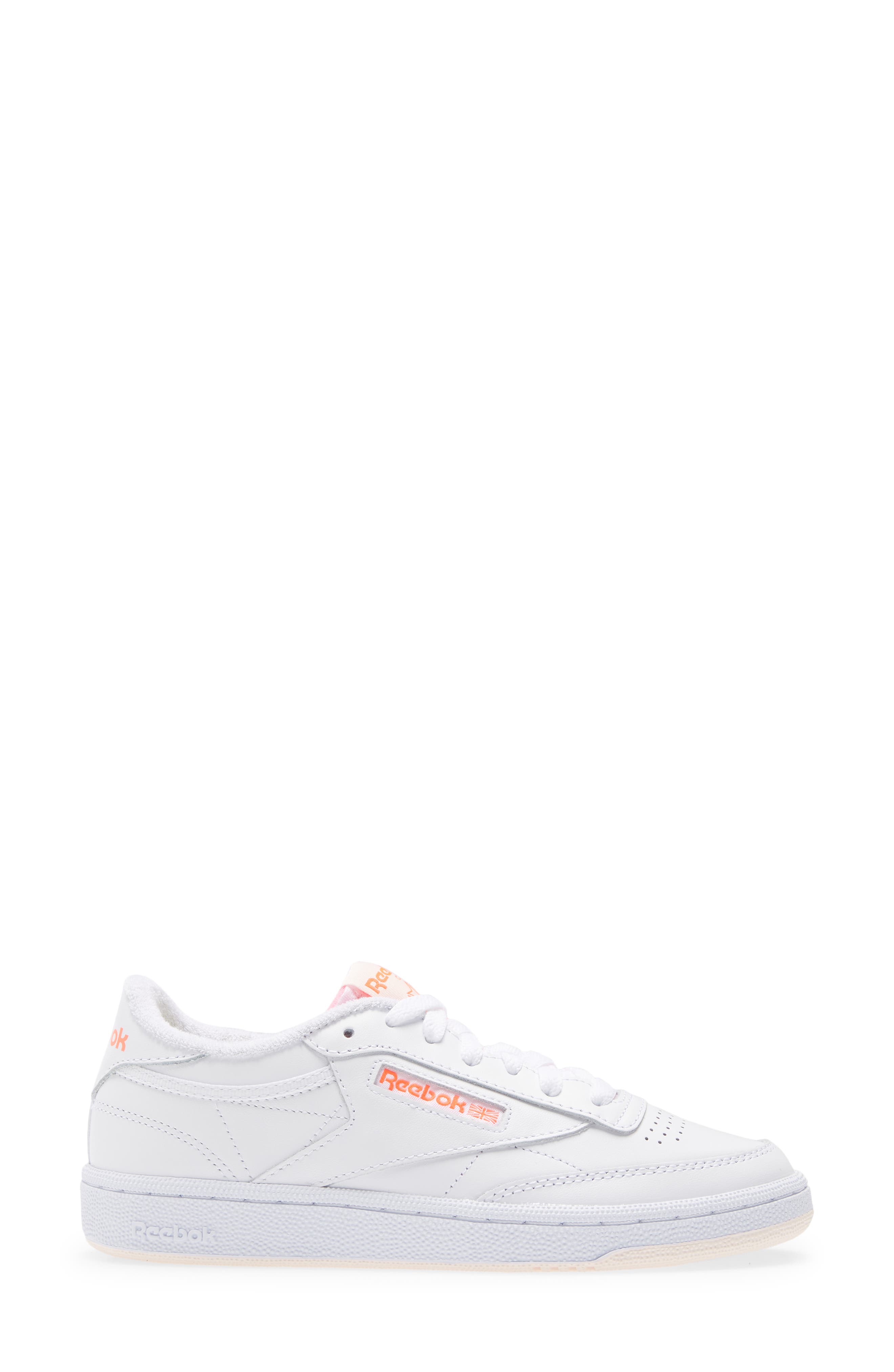 Club C 85 Sneaker, Alternate, color, WHITE/ CERAMIC PINK/ ORANGE