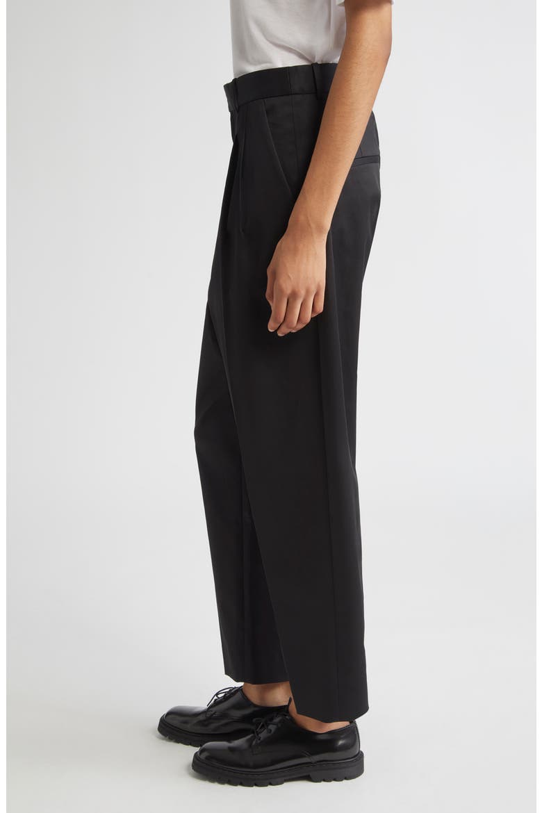 Rosen Pleated Cotton Stretch Twill Pants, Alternate, color, BLACK