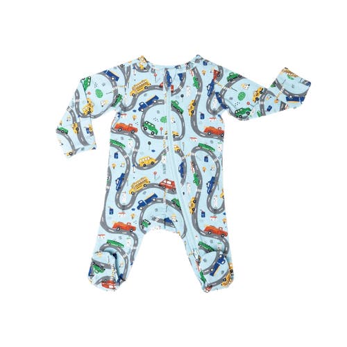 Norani Cars Print Organic Cotton Footie In Cars