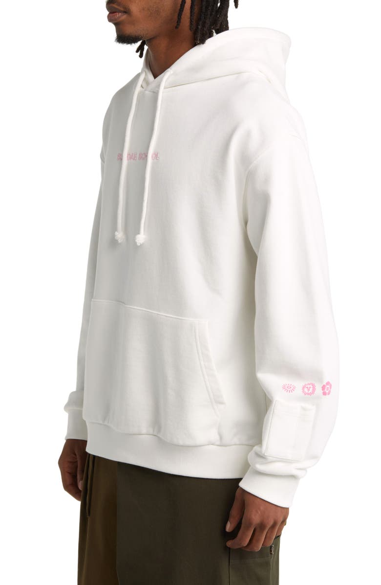 SUNDAE SCHOOL White Strawberry Logo Cotton Graphic Hoodie, Alternate, color, 