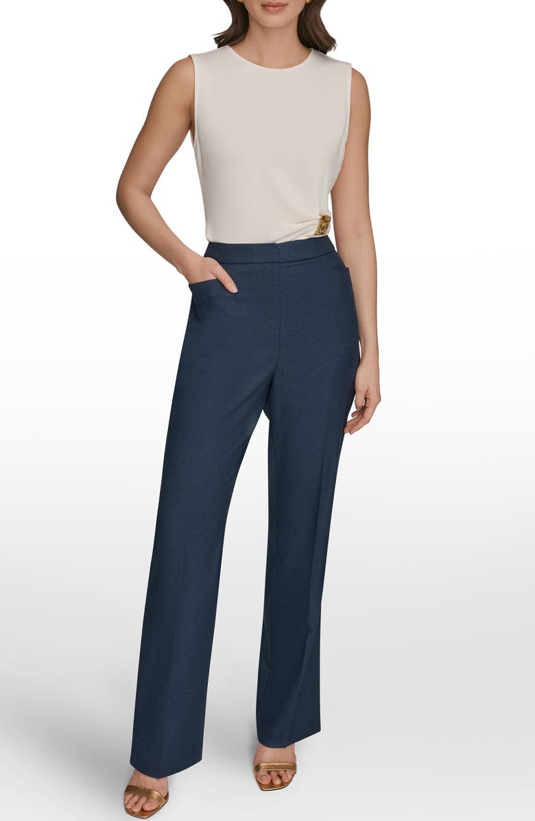 Donna Karan New York High Waist Straight Leg Pants, Alternate, color, Nightfall