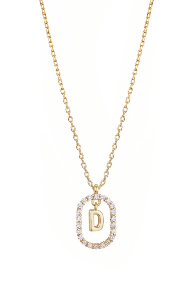 Floating Letter Initial Cubic Zirconia Pendant Necklace, Main, color, GOLD-D