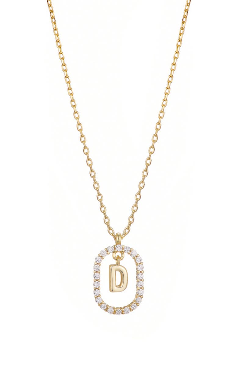 Adornia Floating Letter Initial Cubic Zirconia Pendant Necklace, Main, color, Gold-D