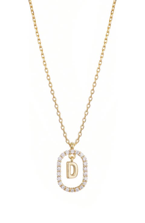 Floating Letter Initial Cubic Zirconia Pendant Necklace