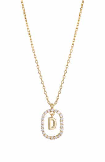 Floating Letter Initial Cubic Zirconia Pendant Necklace