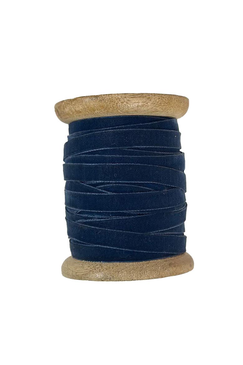 Narrow Hand Dyed Velvet Ribbon Dark Blue, Alternate, color, Dark Blue