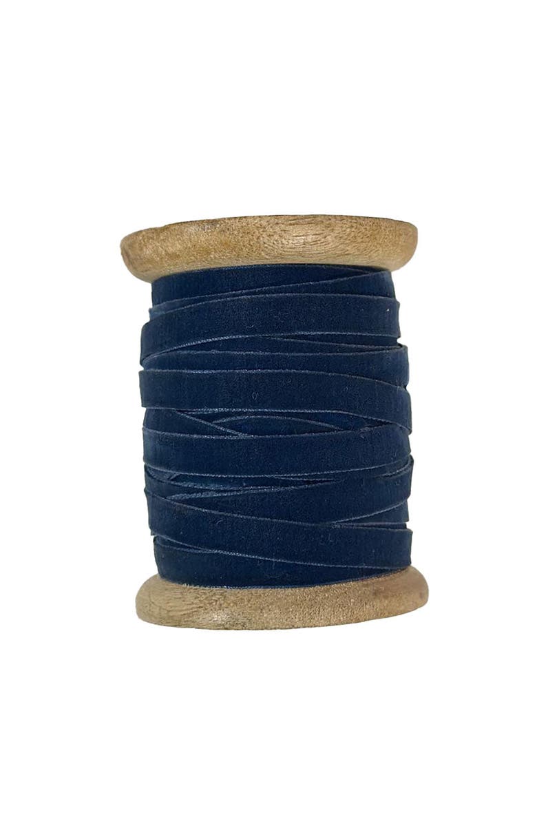 CG Hunter Narrow Hand Dyed Velvet Ribbon Dark Blue, Alternate, color, Dark Blue