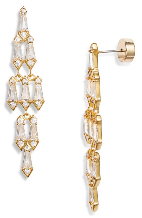 Kite Cubic Zirconia Chandelier Drop Earrings
