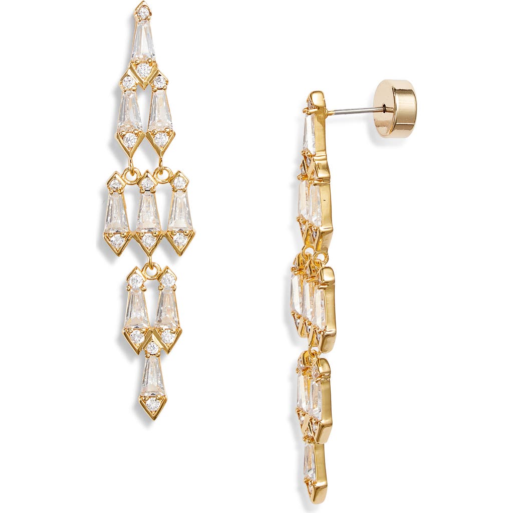 Nordstrom Kite Cubic Zirconia Chandelier Drop Earrings In Clear- Gold